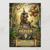 Carte d'invitation pour l'anniversaire de dinosaur (Devant)