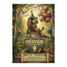 Carte d'invitation pour l'anniversaire de dinosaur