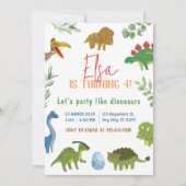 Carte d'invitation pour l'anniversaire de Dinosaur (Devant)