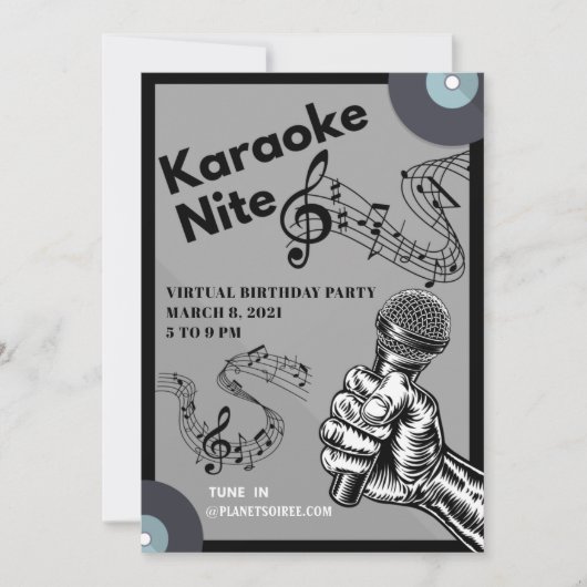 Carte d'invitation pour l'anniversaire de Karaoke  (Devant)