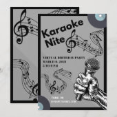 Carte d'invitation pour l'anniversaire de Karaoke  (Devant / Derrière)
