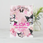 Carte d'invitation pour l'anniversaire de Kuromi (Debout devant)