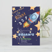 Carte d'invitation pour l'anniversaire de l'espace (Debout devant)