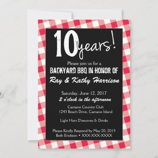 Carte d'invitation pour l'anniversaire de mariage  (Devant)