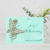 Carte d'invitation pour l'anniversaire de papillon (Debout devant)