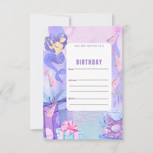 CARTE D'INVITATION POUR L'ANNIVERSAIRE DE SIRENA (Devant)