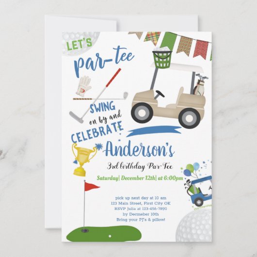 Carte d'invitation pour l'anniversaire du golf (Devant)