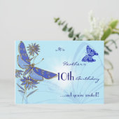 Carte d'invitation pour l'anniversaire du papillon (Debout devant)