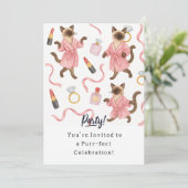 Carte d'invitation pour l'anniversaire d'un chat (Debout devant)
