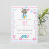 Carte d'invitation pour l'anniversaire d'un chat o (Debout devant)