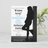 Carte d'invitation pour l'anniversaire d'une adole (Debout devant)