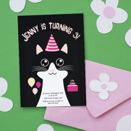 Carte d'invitation pour l'anniversaire noir de cha