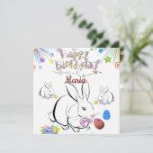 Carte d'invitation pour lapin d'anniversaire (Debout devant)