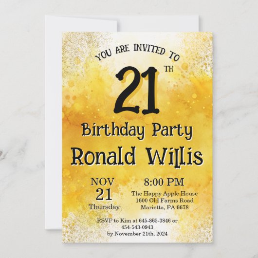 Carte d'invitation pour le 21e anniversaire (Devant)