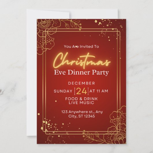 Carte d'invitation pour le dîner de Noël (Devant)