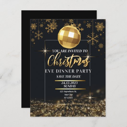 Carte d'invitation pour le dîner de Noël (Devant / Derrière)