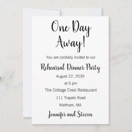 Carte d'invitation pour le dîner de répétition à u (Devant)