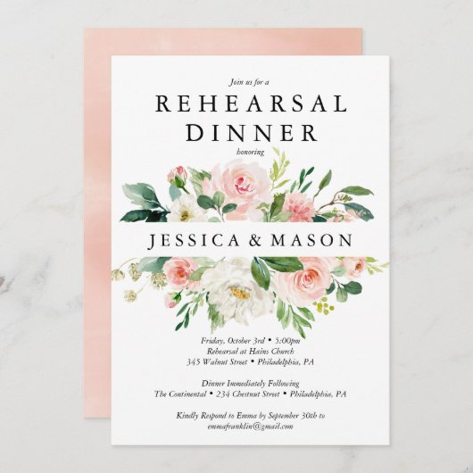 Carte d'invitation pour le dîner de répétition Air (Devant / Derrière)