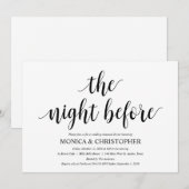 Carte d'invitation pour le dîner de répétition de (Devant / Derrière)