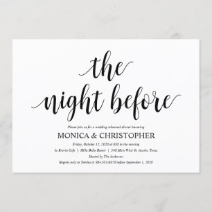 Carte d'invitation pour le dîner de répétition de