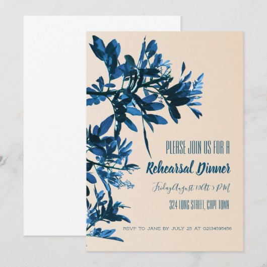Carte d'invitation pour le dîner de répétition de (Devant / Derrière)