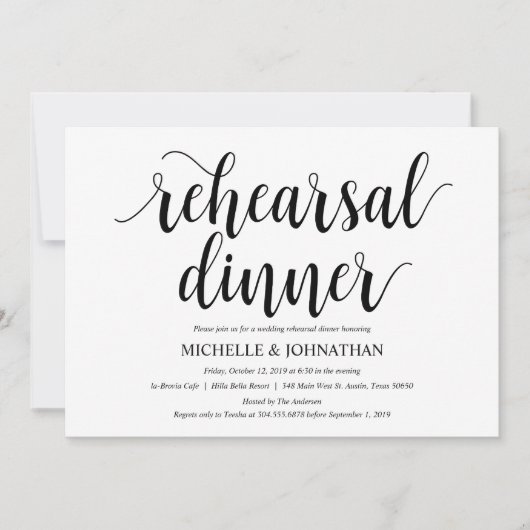 Carte d'invitation pour le dîner de répétition Mar (Devant)