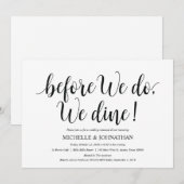 Carte d'invitation pour le dîner de répétition Mar (Devant / Derrière)