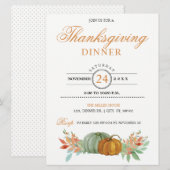 Carte d'invitation pour le dîner de Thanksgiving C (Devant / Derrière)