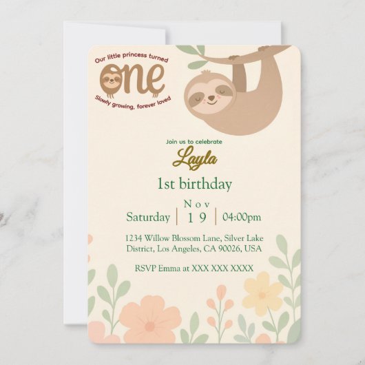 Carte d'invitation pour le premier anniversaire - (Devant)