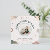 Carte d'invitation pour le premier anniversaire (Debout devant)