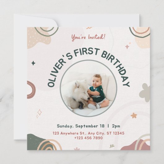 Carte d'invitation pour le premier anniversaire (Devant)