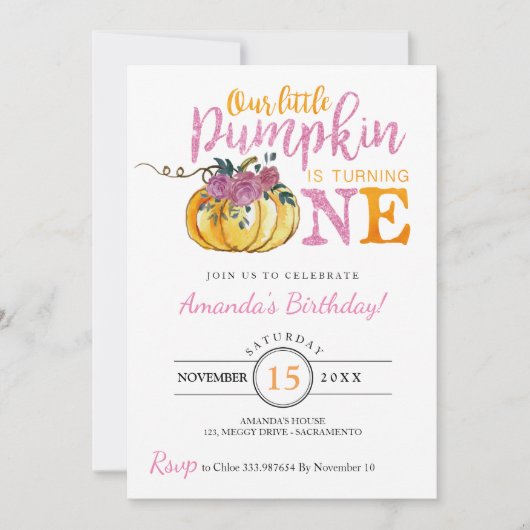 Carte d'invitation pour le premier anniversaire du (Devant)