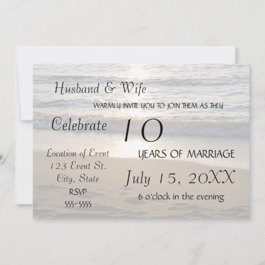 Carte d'invitation pour les 10 ans d'anniversaire (Dos)