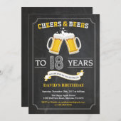Carte d'invitation pour les 18 ans Cheers and Beer (Devant / Derrière)