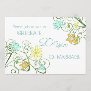 Carte d'invitation pour les 20 ans de fleurs de ja