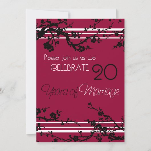 Carte d'invitation pour les 20 ans de mariage en r (Devant)