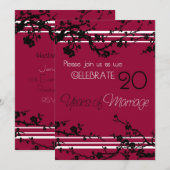 Carte d'invitation pour les 20 ans de mariage en r (Devant / Derrière)
