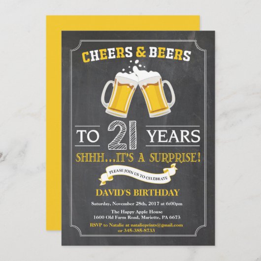 Carte d'invitation pour les 21e anniversaire de Ch (Devant / Derrière)