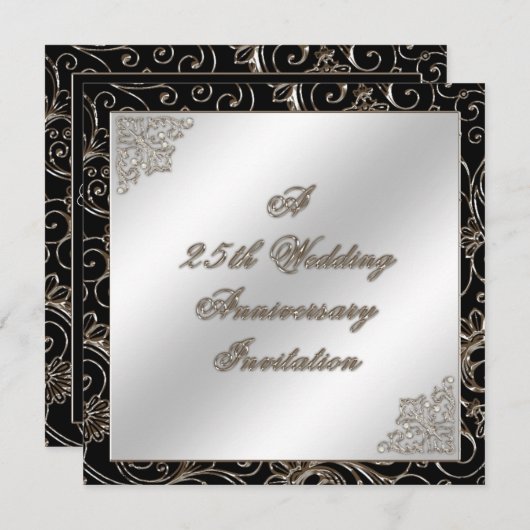 Carte d'invitation pour les 25 ans de mariage (Devant / Derrière)