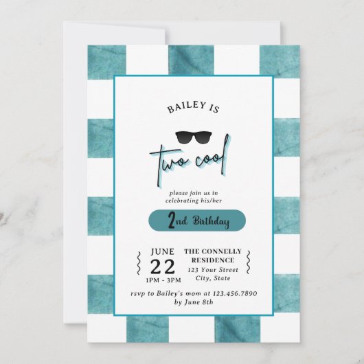 Carte d'invitation pour les 2 ans de Too Cool (Devant)