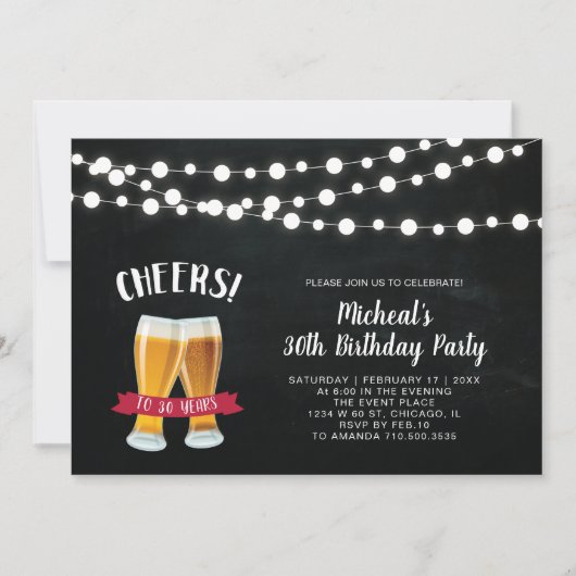 Carte d'invitation pour les 30 ans d'anniversaire (Devant)