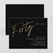 Carte d'invitation pour les 40 ans Budget Script B (Devant / Derrière)