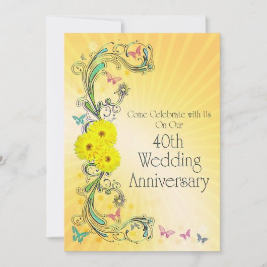 Carte d'invitation pour les 40 ans de mariage (Devant)