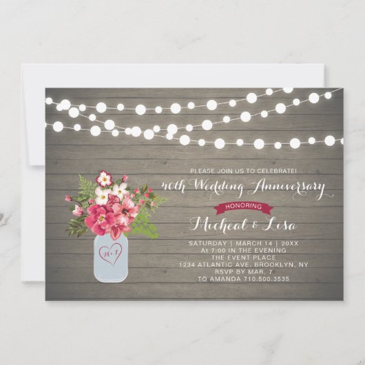 Carte d'invitation pour les 40 ans de mariage en b (Devant)