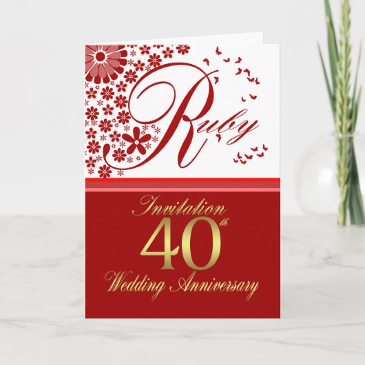 Carte d'invitation pour les 40 ans de mariage - no (Devant)
