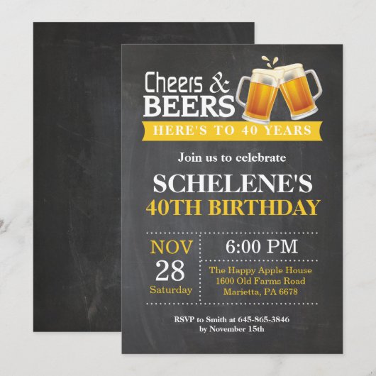 Carte d'invitation pour les 40e anniversaire de Ch (Devant / Derrière)