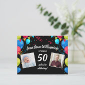 Carte d'invitation pour les 50 ans avec 2 photos e (Debout devant)