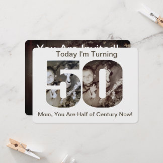 Carte d'invitation pour les 50 ans avec photo d'en