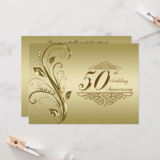 Carte d'invitation pour les 50 ans de mariage (Devant/Arrière en situation)