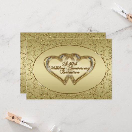 Carte d'invitation pour les 50 ans de mariage (Devant/Arrière en situation)